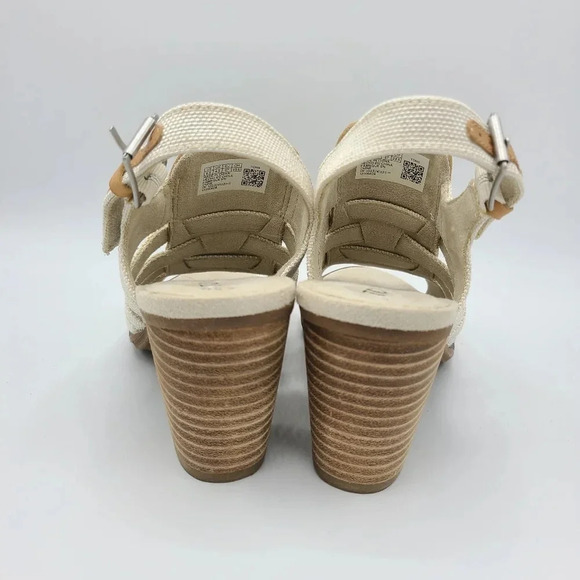 Toms Majorca NWOT Woven Suede Canvas Heels Sandals Honey Suede Yarn Dye 6.5 - Picture 9 of 14